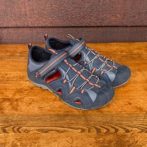 Big Kids Merrell Hydro 2 Water Hiking Sandals in Navy and Orange size 4